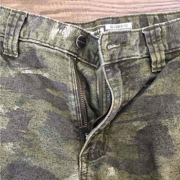 Carhartt Men’s Green Cargo Camo Relaxed Fit Shorts Size 30 - Picture 11 of 15
